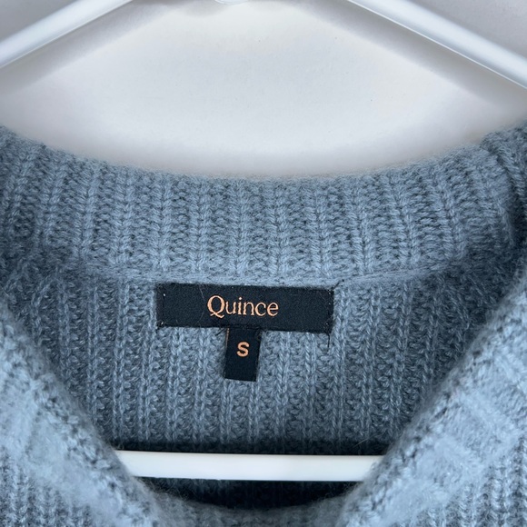Quince Mongolian Cashmere Fisherman Crewneck Sweater Dusty Blue Scandi Minimal - Picture 5 of 10